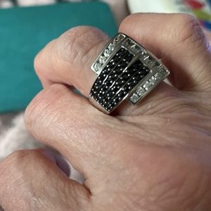 Buckle ring of CZ stones& 925 Sterling Silver Excellent condition